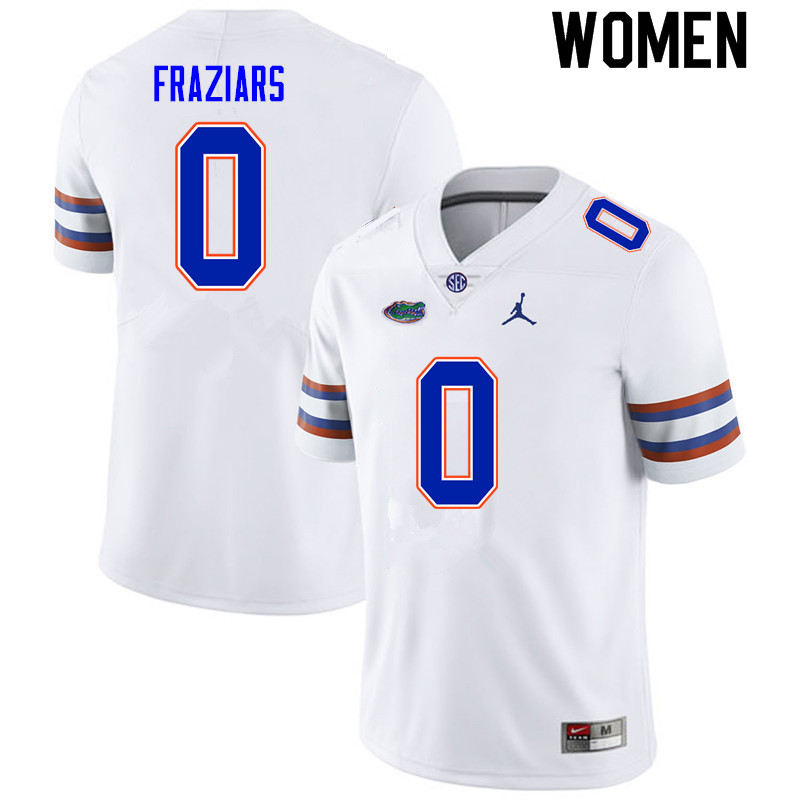 Women #0 Ja'Quavion Fraziars Florida Gators College Football Jerseys Sale-White - Click Image to Close